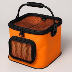 13 Multifunctional Collapsible Fishing Bucket With Oxygen Pump Hole And Mesh Cover For Live Bait