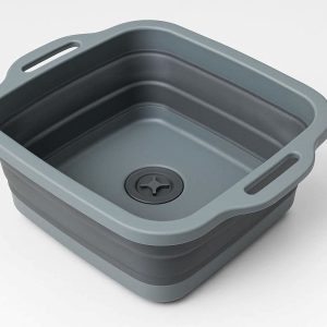 15 Square Collapsible Basin For Kitchen Sink Organization And Camping Dish Washing With Drain Plug
