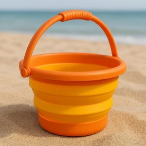 16 Round Folding Bucket For Kids Beach Play And Sand Castle Building With Flexible Easy Grip Design