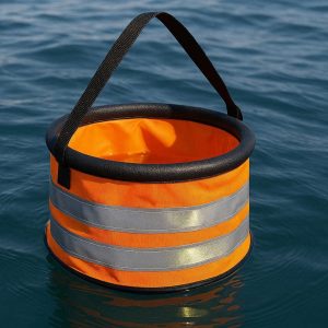 18 Floating Folding Bucket For Boat Cleaning And Maritime Use With High Visibility Reflective Strips