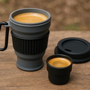 4 Portable Silicone Espresso Cup Set For Camping Coffee Lovers With Heat Resistant Sleeve Design